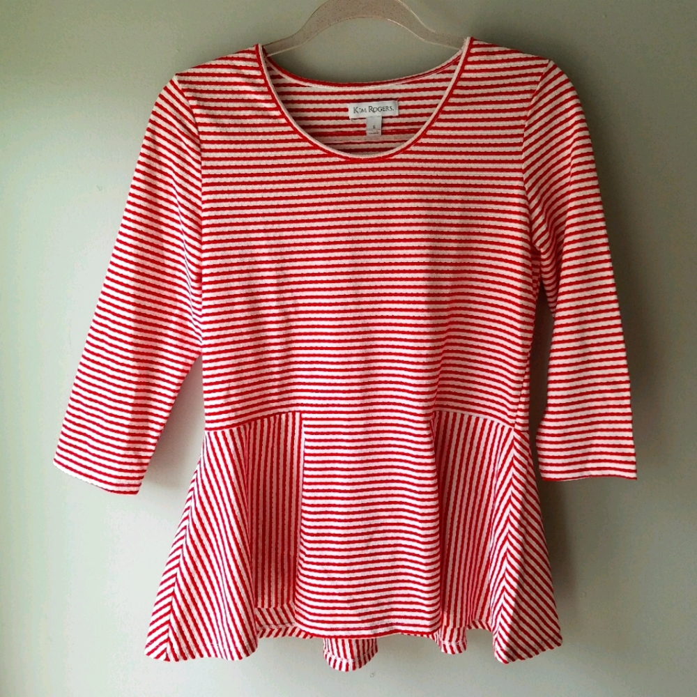 Kim Rogers Flare Bottom Tee 3/4 Sleeve Size Small